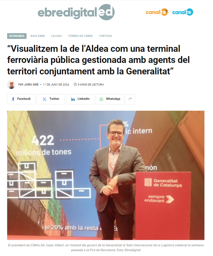 Entrevista a Isaac Albert, president de CIMALSA, a Ebre Digital