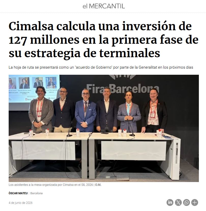 Cimalsa calcula una inversión de 127 millones en la primera fase de su estrategia de terminales