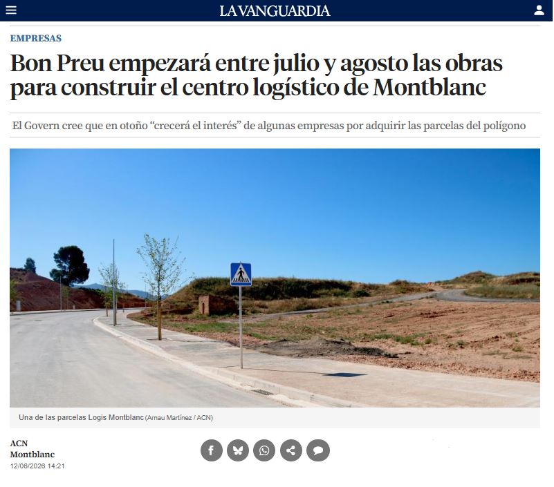 Bon Preu empezará entre julio y agosto las obras para construir el centro logístico de Montblanc